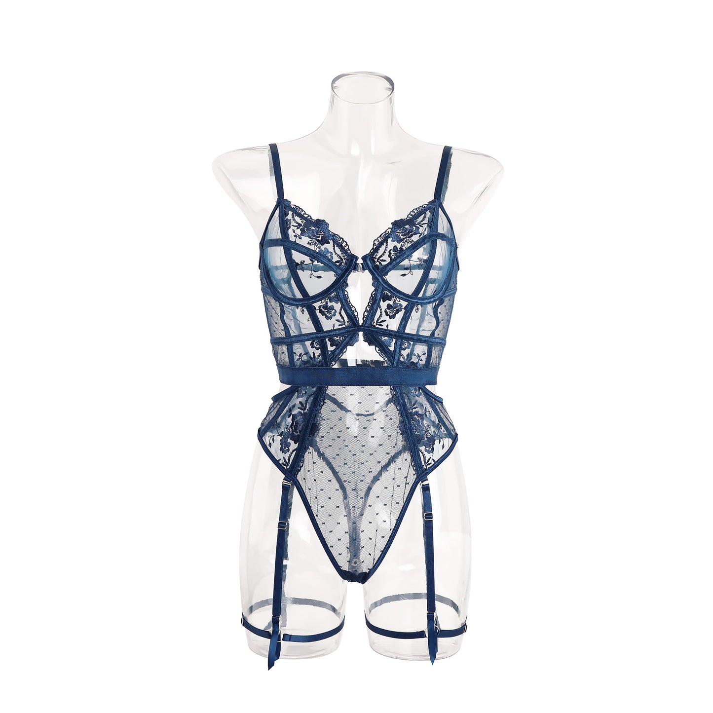 Seduction Lace Sleeveless Jumpsuit Fashionable See-through Underwear Suit