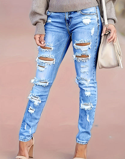 Women's Skinny Pants Cotton Trousers With Holes