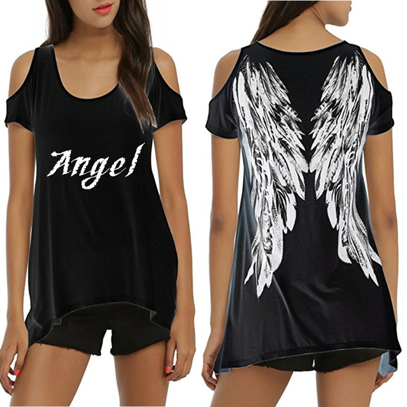 Wing print strapless T-shirt