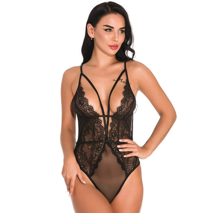 Women's Lace Mesh Sexy Sleepwear Jumpsuit