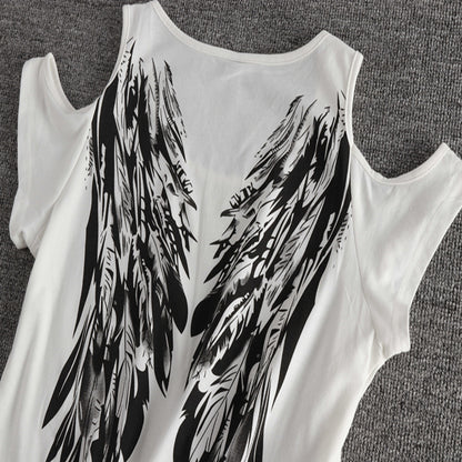 Wing print strapless T-shirt