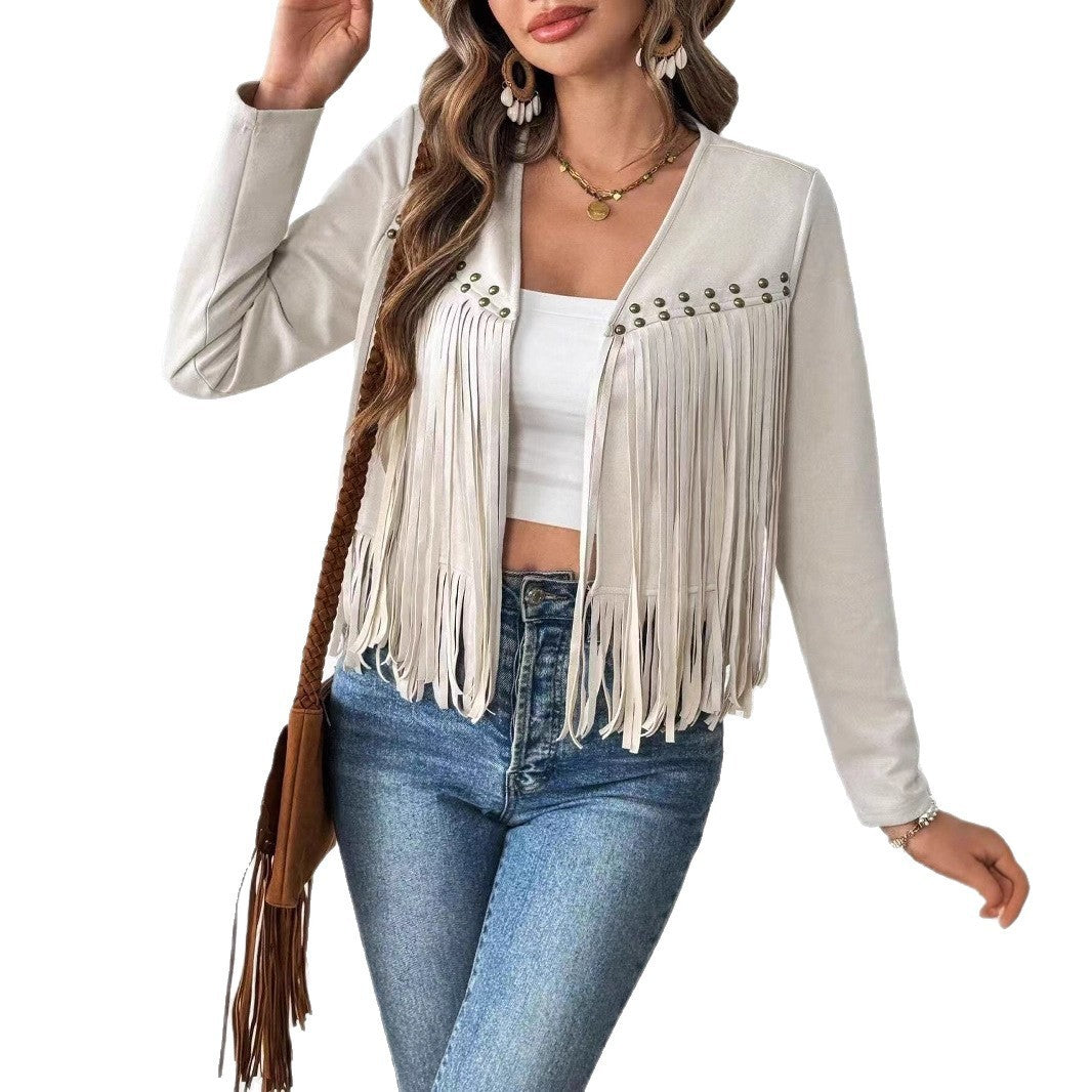 Women's Short Long-sleeved Cardigan Jacket Without Buckle