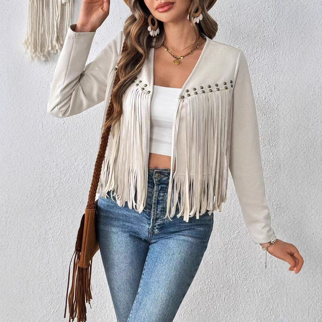 Women's Short Long-sleeved Cardigan Jacket Without Buckle