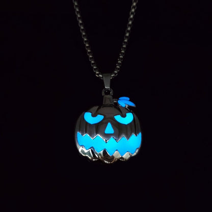 Halloween Ghost Festival Necklace Luminous Pumpkin Pendant Night Glowing Ghost Face Accessory Fashion Jewelry Present