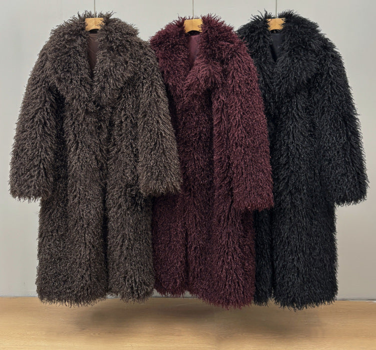 New Overknee Thickened Temperament Long Fur Coat