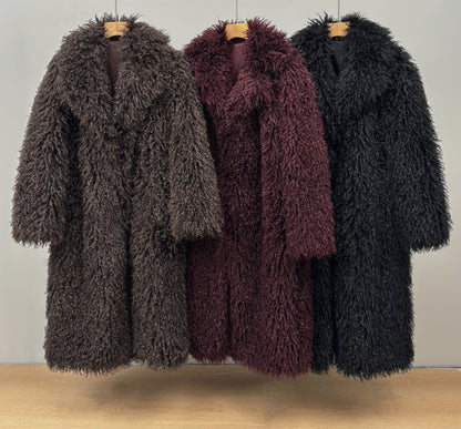 New Overknee Thickened Temperament Long Fur Coat
