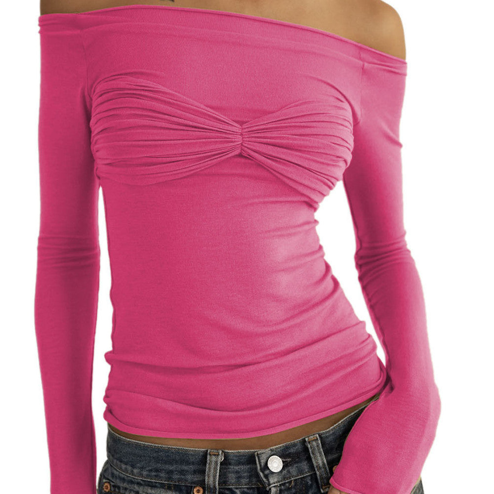 Perspective One-line Neck T-shirt Top