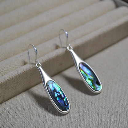 Retro Silver Inlaid Colorful Abalone Shell Personality Simple