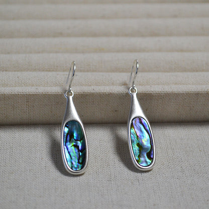 Retro Silver Inlaid Colorful Abalone Shell Personality Simple