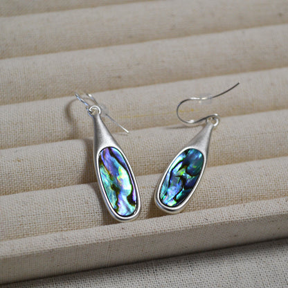Retro Silver Inlaid Colorful Abalone Shell Personality Simple