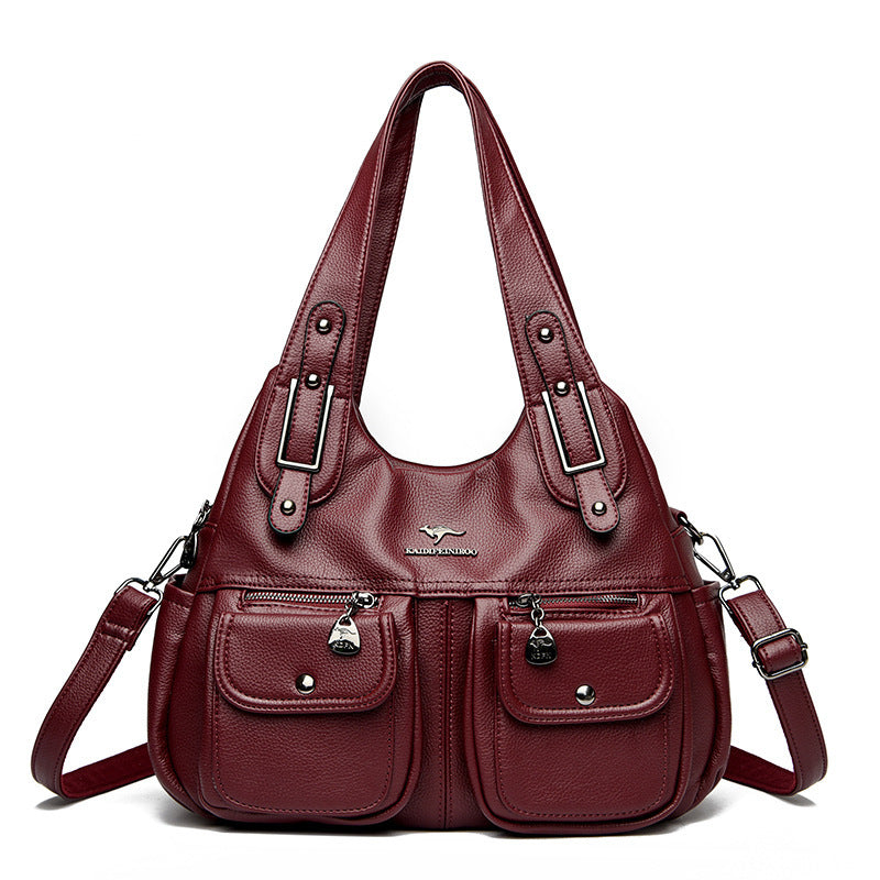 Middle-aged Mom Solid Color Crossbody Handbag