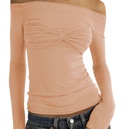 Perspective One-line Neck T-shirt Top