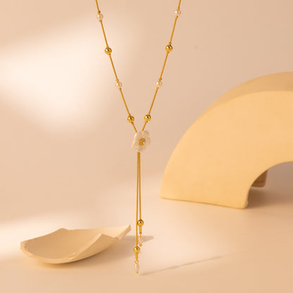 Resin All-match Flowers Asymmetric Tassel Pendant Necklace