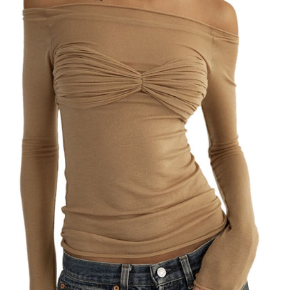 Perspective One-line Neck T-shirt Top