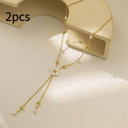 Resin All-match Flowers Asymmetric Tassel Pendant Necklace